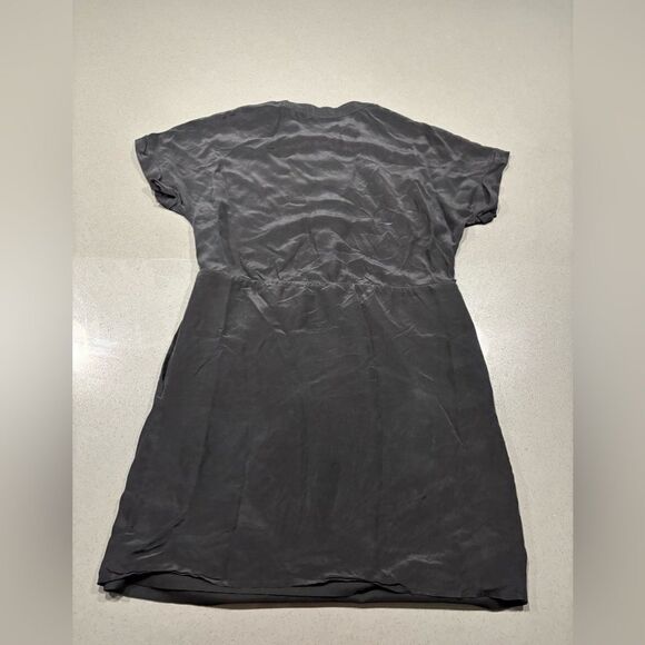 Madewell Womens Black 100% Silk Short Sleeve Button Up A Line Mini Dress Size 2 - Picture 2 of 4